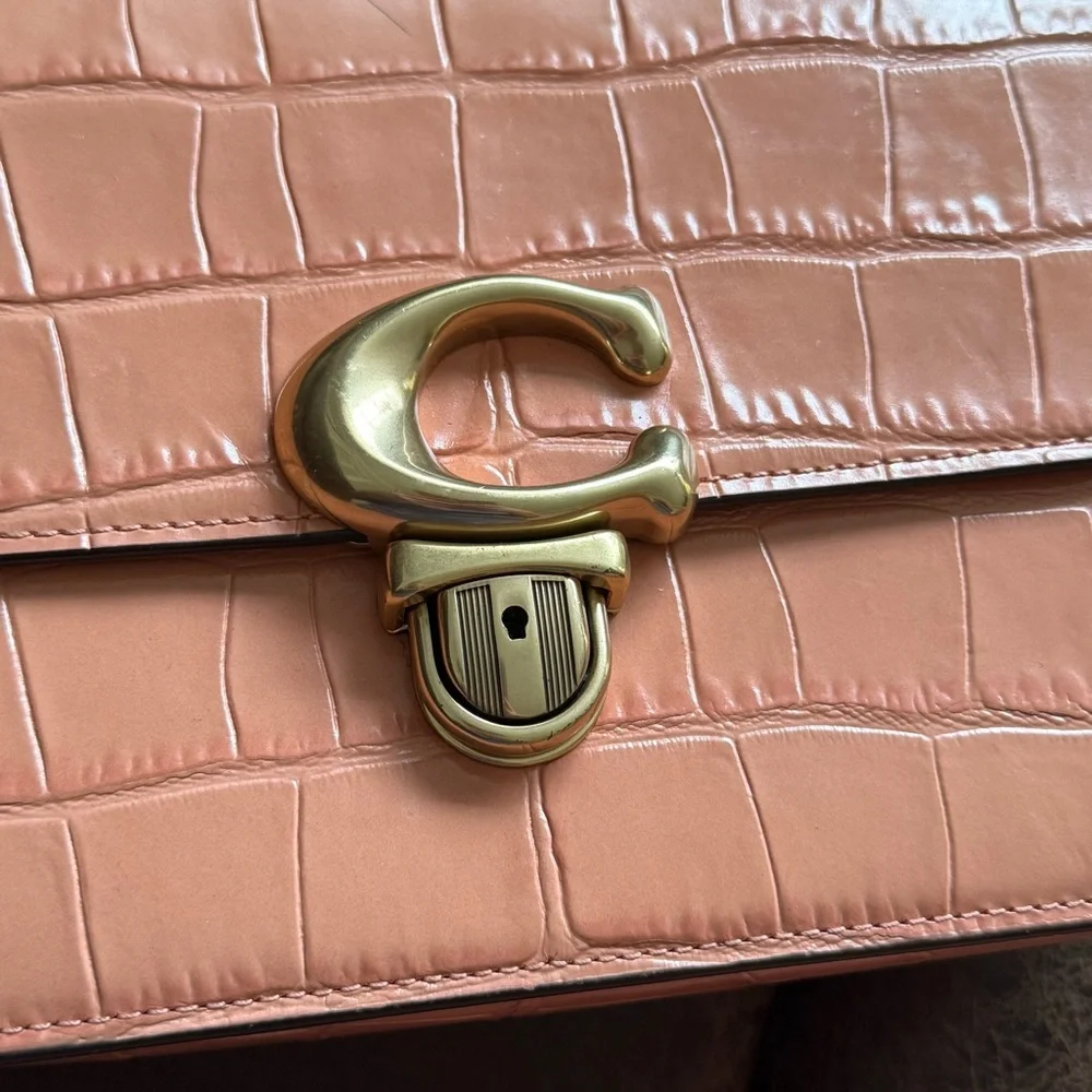 Coach Studio Shoulder Bag in Coral with Brass Hardware